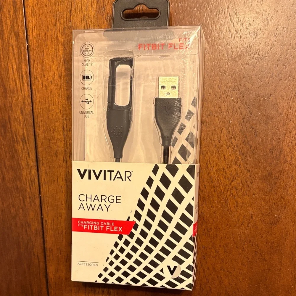 Vivitar Charge Away USB Charging Cable for Fitbit Flex - Black